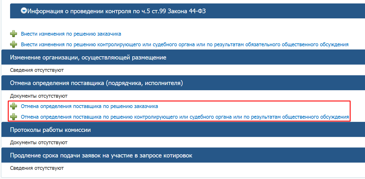Отмена аукциона